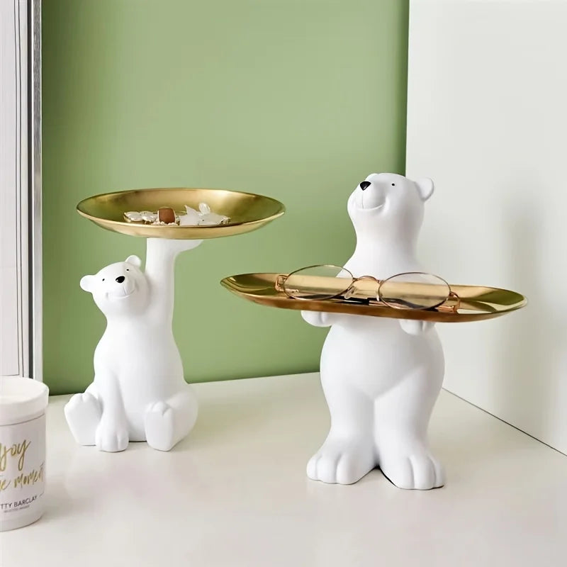 Estatua de urso para decoração e porta objetos